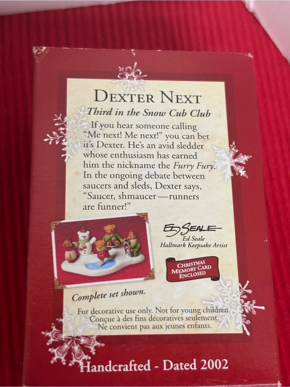 Hallmark Dexter Next Bear Ornament in Green Sweater with Red Sled